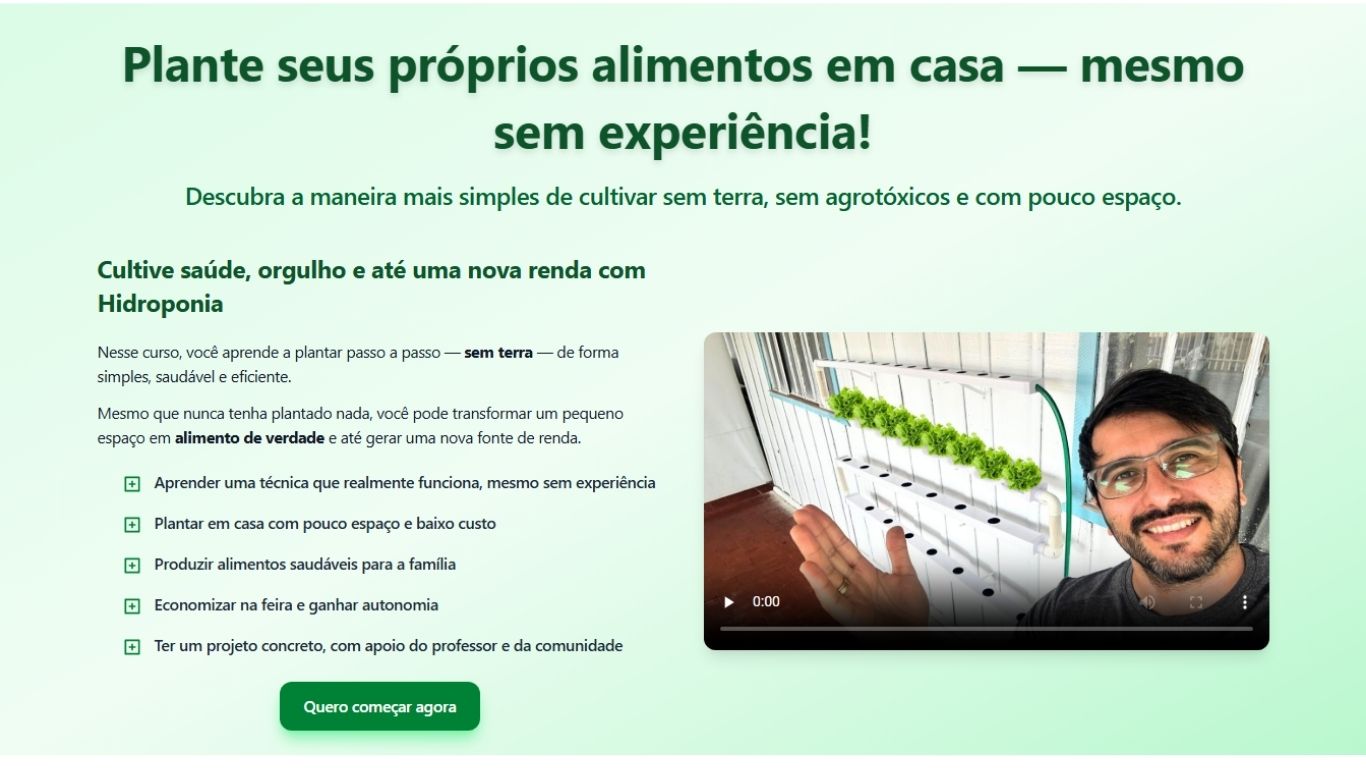 Hero do Curso de Hidroponia